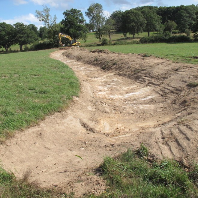 lake under construction - 2nd swale - overflow return to watercourse IMG_1099 copy SM